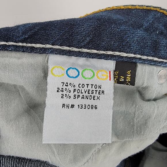 Coogi Jeans Junior 7/8 Embroidered Logo Rainbow Pocket 32x31 Stretch Vintage - Picture 9 of 11